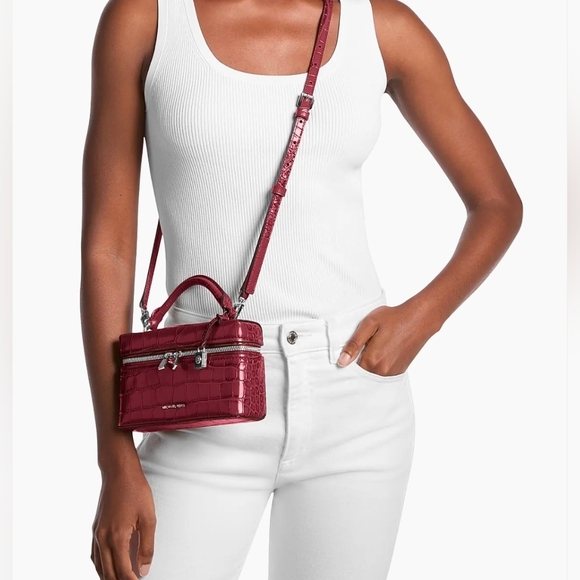 NWT Michael Kors Jana Leather Croc Embossed Crossbody Bag - Picture 3 of 11